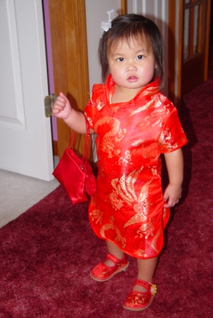 Kasen with Chinese silks and purse